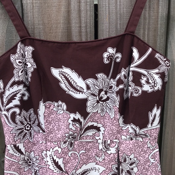 Jessica Howard Pink & Brown Paisley Spaghetti Strapped Sun Dress  - Size 4 - Picture 5 of 9